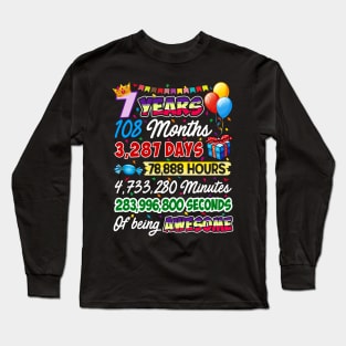 7 Years Old Being Awesome 7th Birthday Long Sleeve T-Shirt